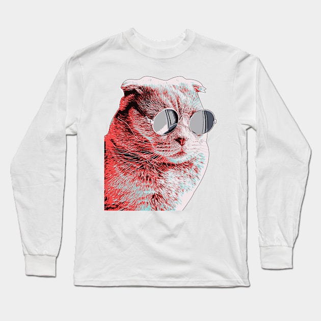 Cool Cat Long Sleeve T-Shirt by boholoc0